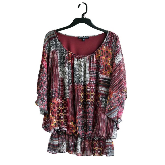 Sara Michelle Womens Print Flutter Blouse - Picture 4 of 6